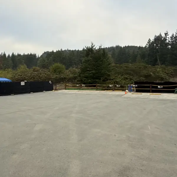 Wide view of the drop-off deck and yard