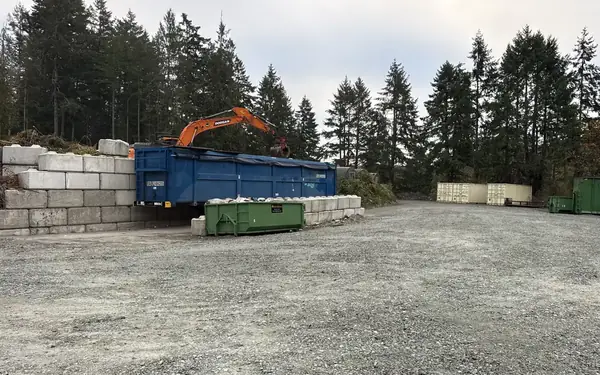 Yard at the Salt Spring Garbage & Recycling transfer station on Blackburn Rd